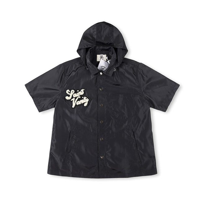 SAINT VANITY Short-Sleeve Hooded Coach Jacket - Black Hover Image