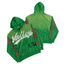 Valley Rhinestone‑Script Tribal‑Sleeve Zip‑Up Hoodie, Unisex Green Vintage Streetwear Jacket