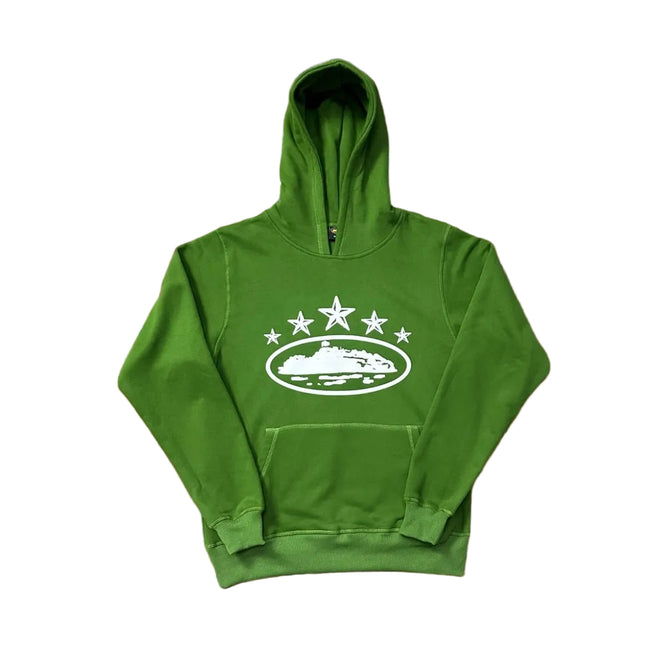 Green Vintage Star Graphic Hoodie – Oversized Streetwear Pullover Sweatshirt Hover Image