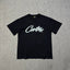 Corteiz Graffiti Script Logo Black T-Shirt — Bold Streetwear Tee with Signature Handstyle Print