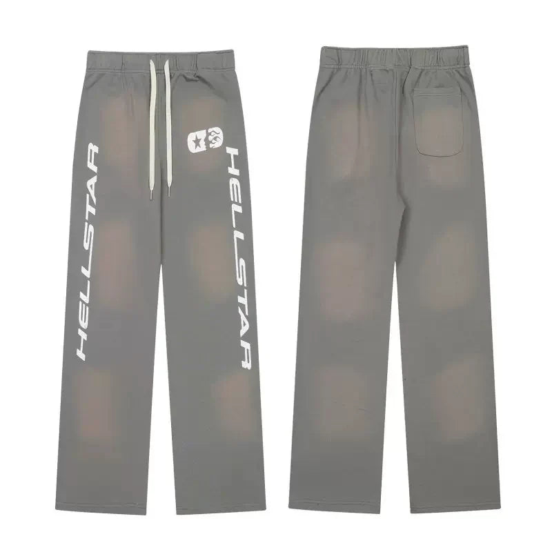 Grey Hellstar Printed Flare Sweatpants