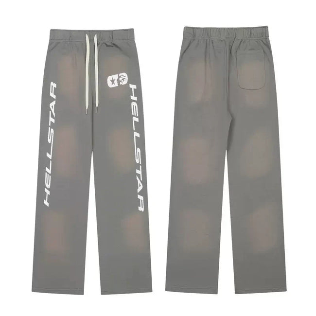 Grey Hellstar Printed Flare Sweatpants Hover Image