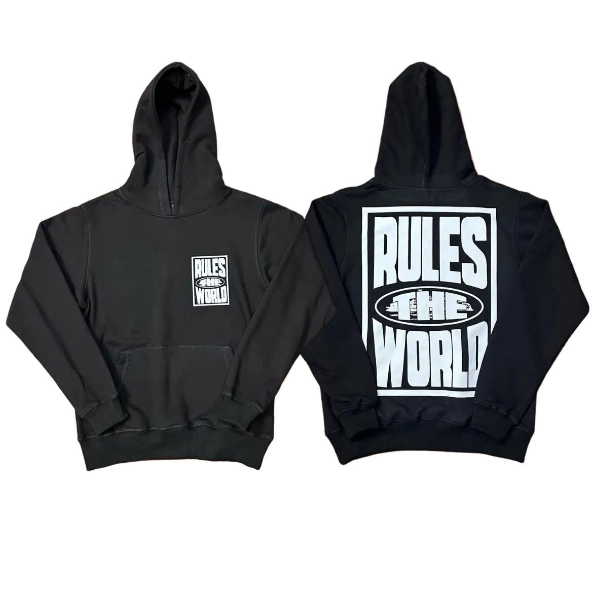 Black Back Graphic Hoodie – Oversized Streetwear Pullover Sweatshirt