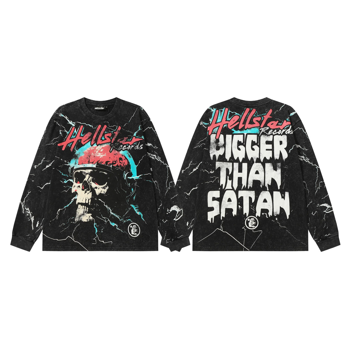 Hellstar Black Lightning Skull Long Sleeve Tee