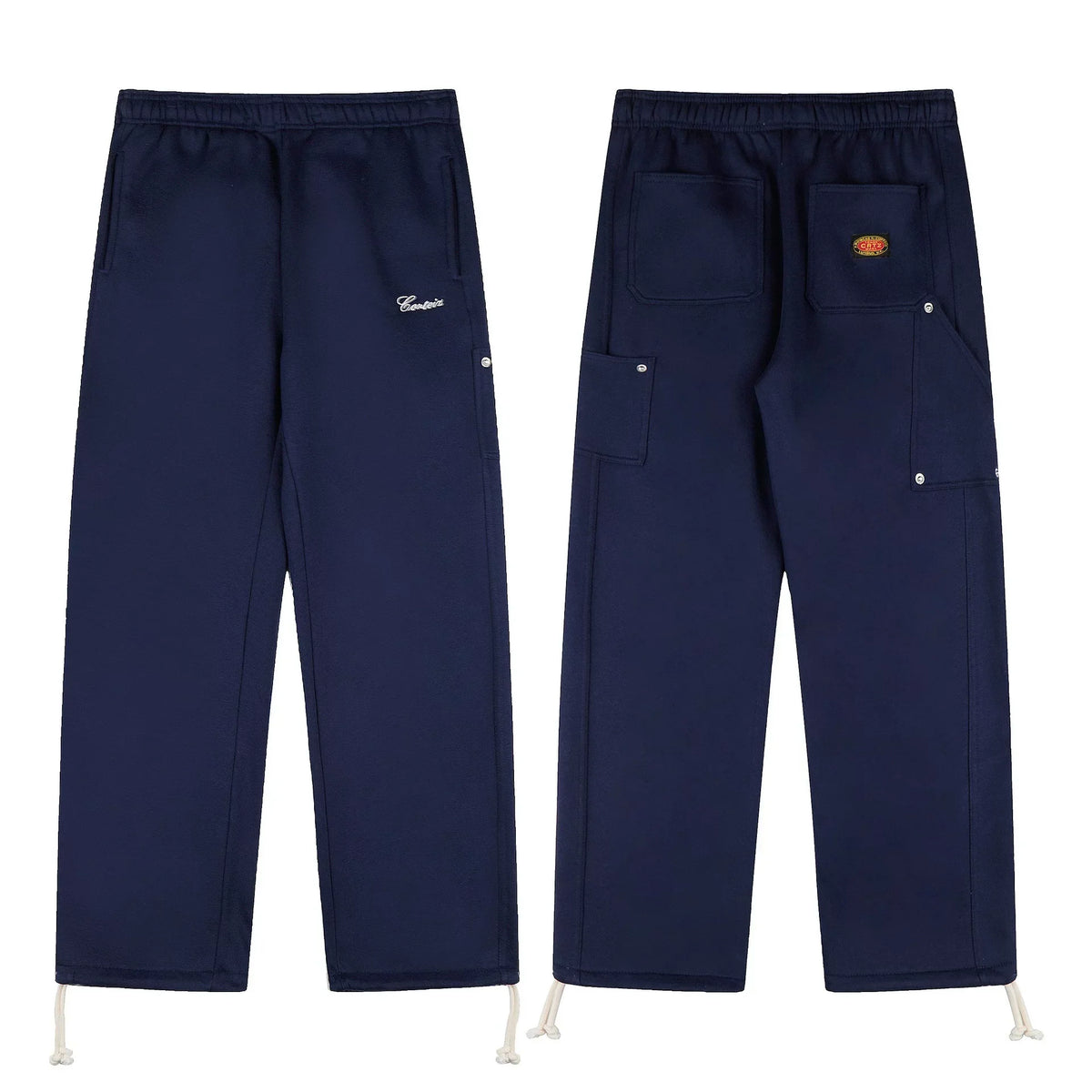 Navy Blue Utility Straight-Leg Pants | Minimalist Streetwear Cargo Pants with Functional Details