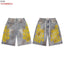 VALEFOREVER Vintage Washed Denim Shorts with Yellow 41 Embroidery Print