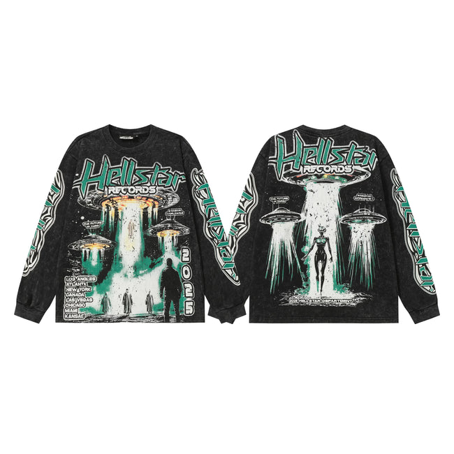 Hellstar Black UFO Alien Invasion Long Sleeve Shirt Hover Image