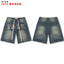 VALEFOREVER Vintage Blue Denim Shorts with Two-Tone Print