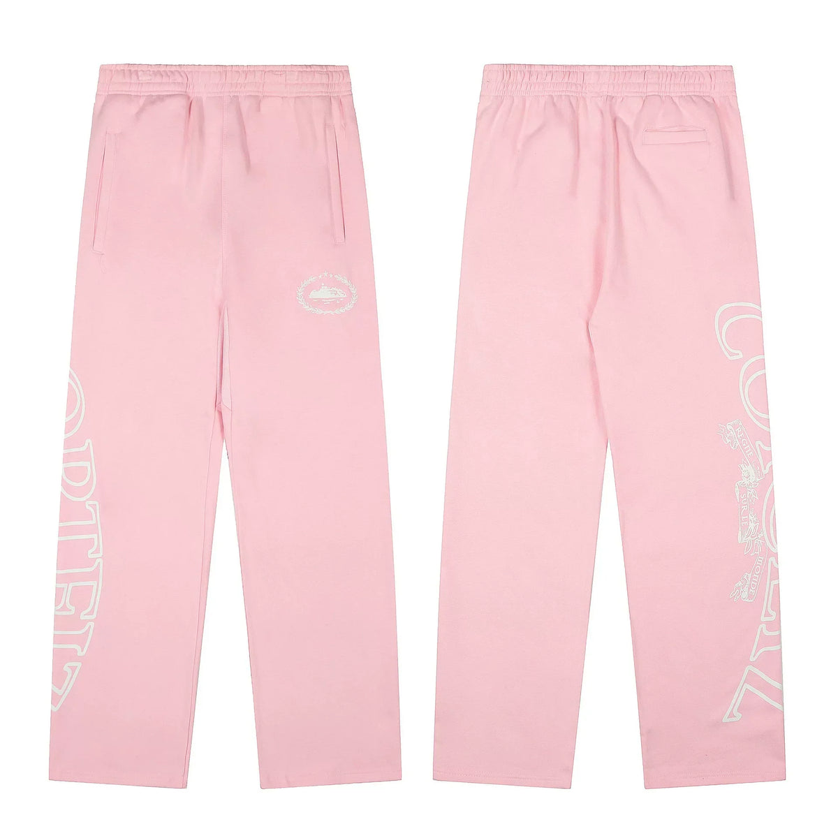 Pink Straight-Leg Sweatpants | Minimalist Streetwear Pants with Graphic Detail