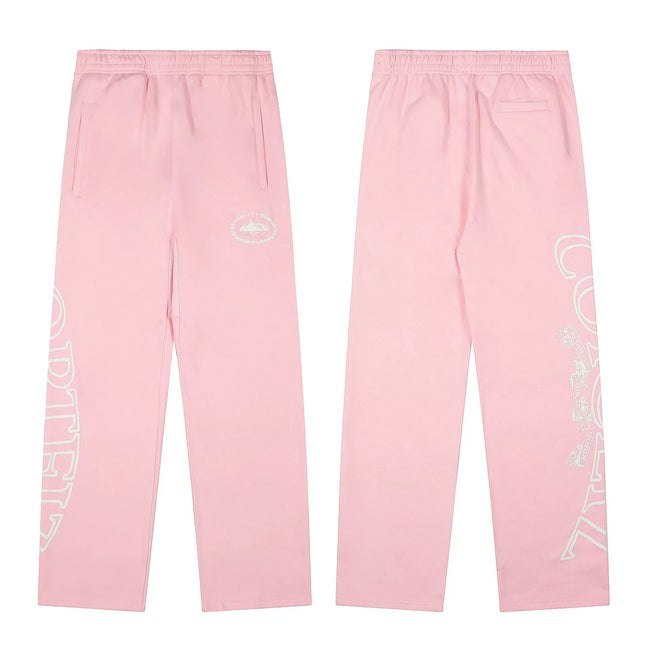 Pink Straight-Leg Sweatpants | Minimalist Streetwear Pants with Graphic Detail Hover Image