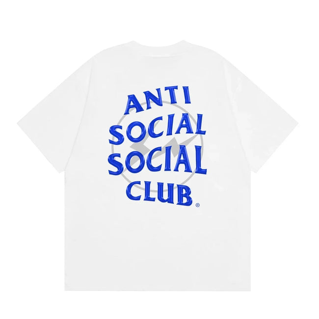 Anti Social Social Club Blue Lightning Circle Logo T-Shirt - White Hover Image