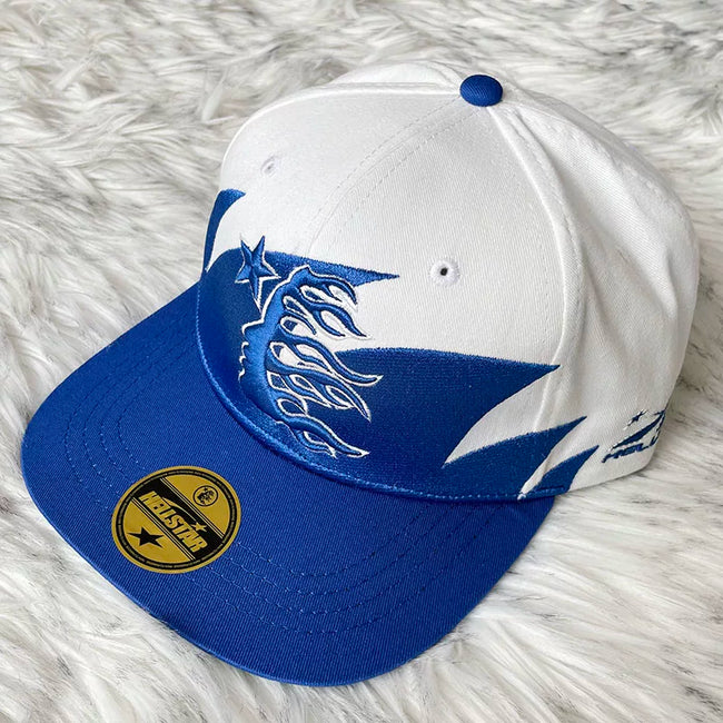 Hellstar White Blue Split Color Flame Flat Brim Cap Hover Image