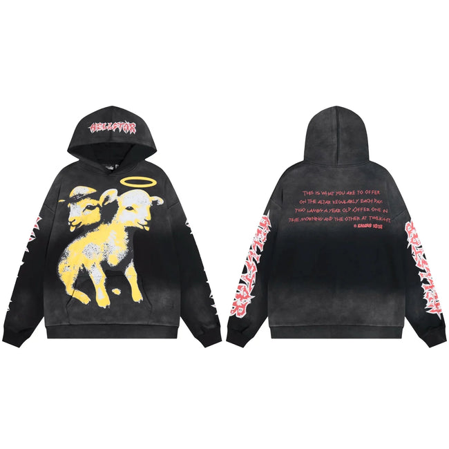 Hellstar Black Halo Flame Hoodie Hover Image
