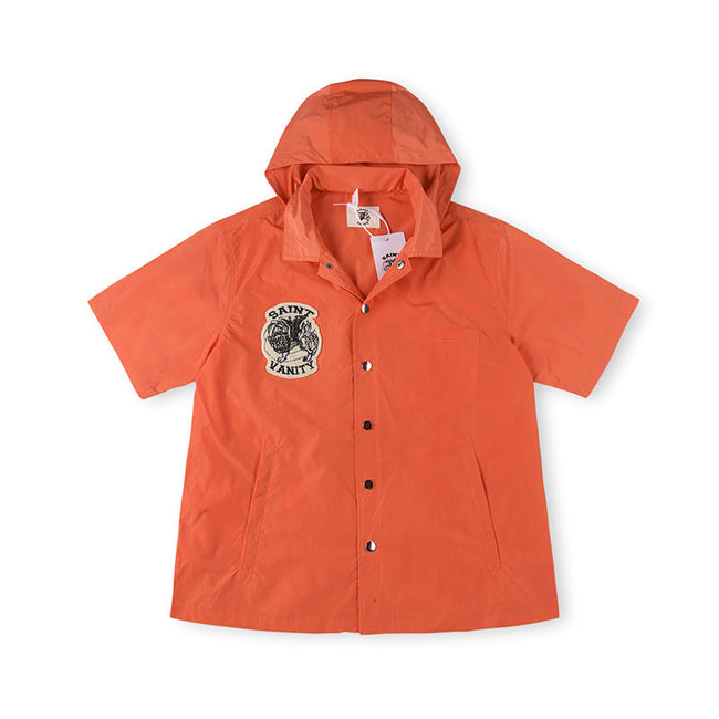 SAINT VANITY Short-Sleeve Hooded Coach Jacket - Orange Hover Image