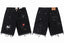 Gallery Dept. Raw-Edge Distressed Paint Splatter Denim Shorts - Black