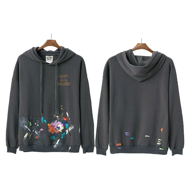Gallery Dept Paint Splatter Charcoal Hoodie Hover Image