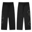 Black Minimalist Graphic Straight-Leg Sweatpants | Urban Streetwear Pants with Outline Print Detail