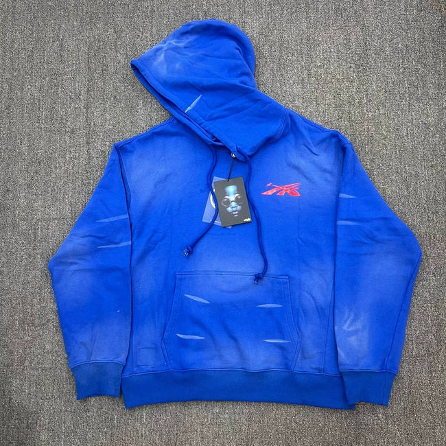 Hellstar Blue Distressed Print Pullover Hoodie Hover Image