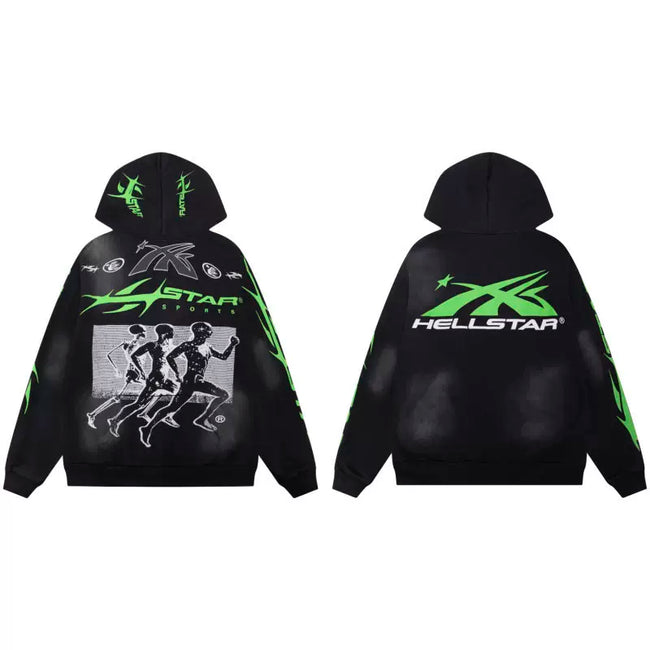Hellstar Black Neon Green Hoodie Hover Image
