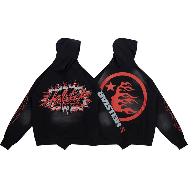 HELLSTAR Red Circle Flame Hoodie Hover Image