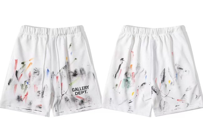 Gallery Dept. Heavy Paint Splatter & Logo French Terry Shorts - White Hover Image