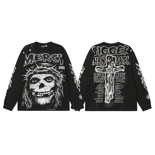 Hellstar Black Skull Skeleton Graphic Long Sleeve Shirt Hover Image
