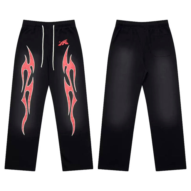 Hellstar Black Red Flame Sweatpants Hover Image