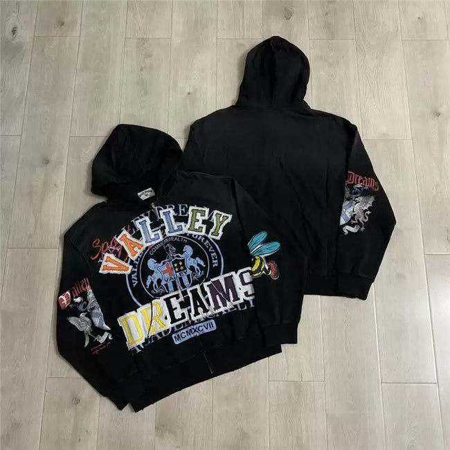 VALEFOREVER Black Valley Dreams Multi-Color Graphic Zip Hoodie Hover Image