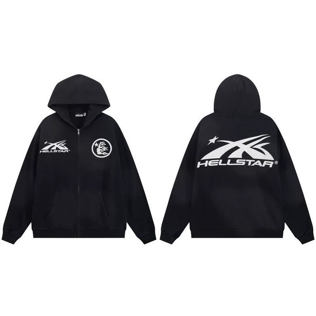 Hellstar Black Minimal Logo Zip Hoodie Hover Image
