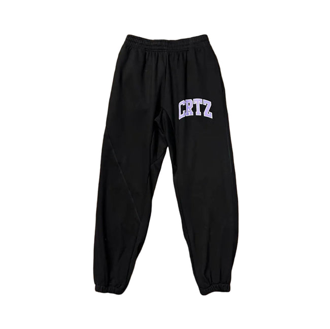 Black Collegiate Logo Sweatpants – Oversized Streetwear Joggers Hover Image
