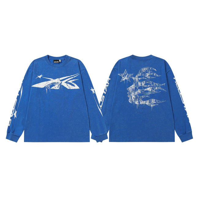 Hellstar Blue Cross Arrow Graphic Long Sleeve Shirt Hover Image