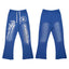 Hellstar Blue Splash Print Flared Sweatpants