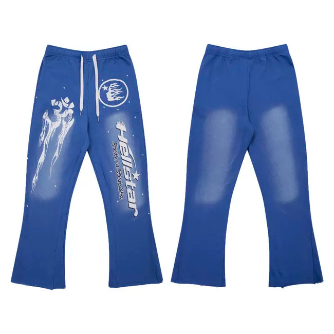Hellstar Blue Splash Print Flared Sweatpants Hover Image