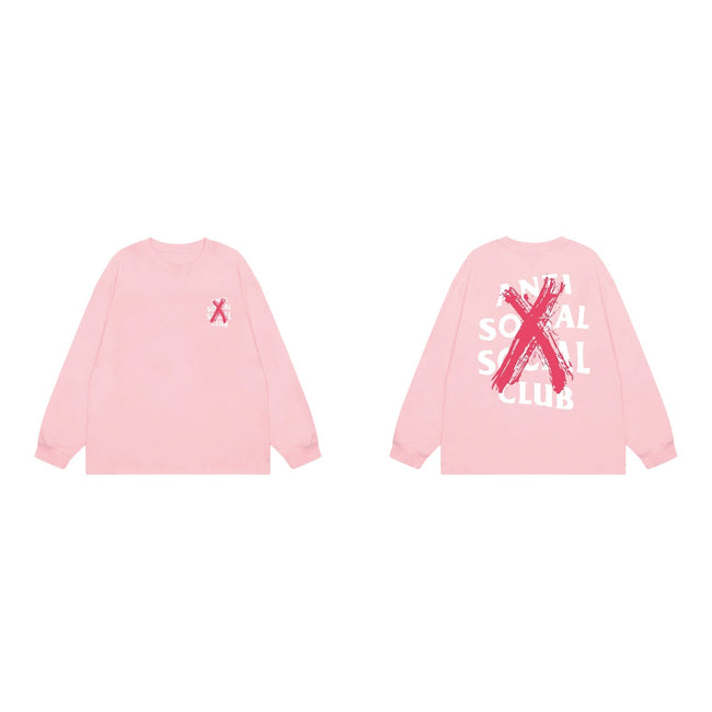 Anti Social Social Club X-Cross Red Logo Long Sleeve T-Shirt - Pink Hover Image