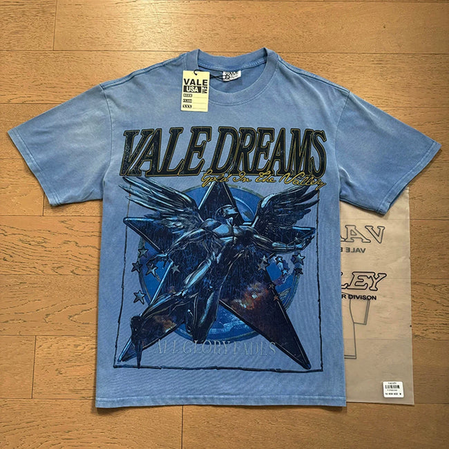VALEFOREVER Blue Washed Vale Dreams Angel Star Vintage Graphic T-Shirt Hover Image
