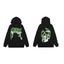 Revenge Gradient Splatter Cracked Skull Arch Logo Pullover Hoodie green