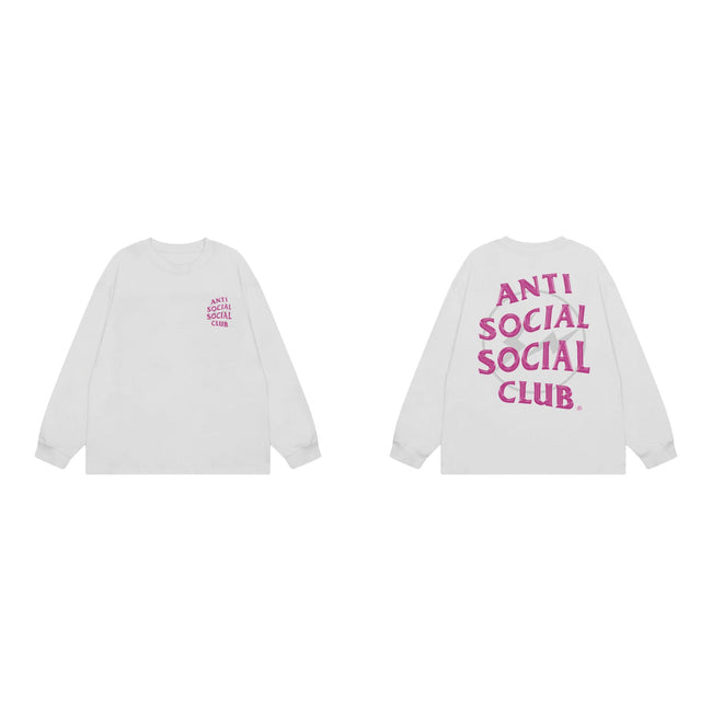 Anti Social Social Club Pink Circle Logo Long Sleeve T-Shirt - White Hover Image