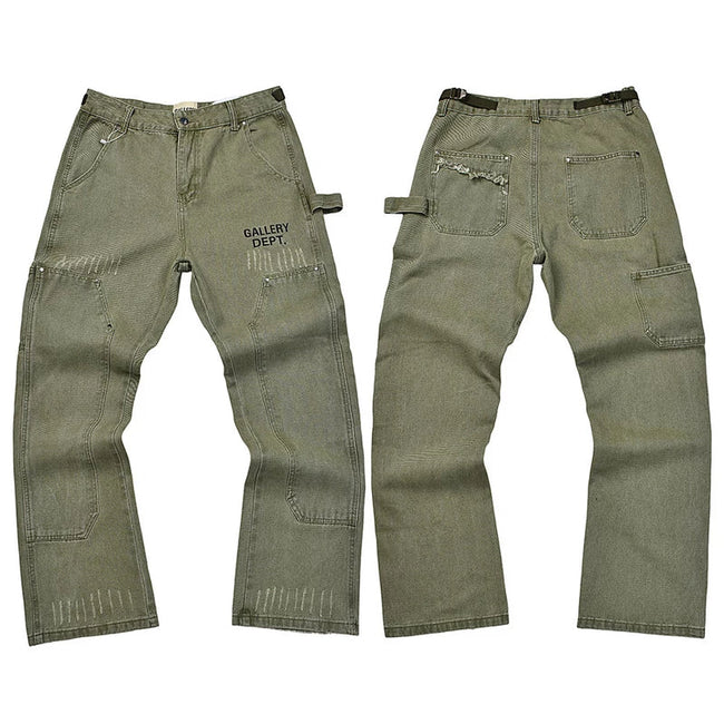 Gallery Dept. Logo Utility Cargo Pants in Vintage Olive Green Hover Image