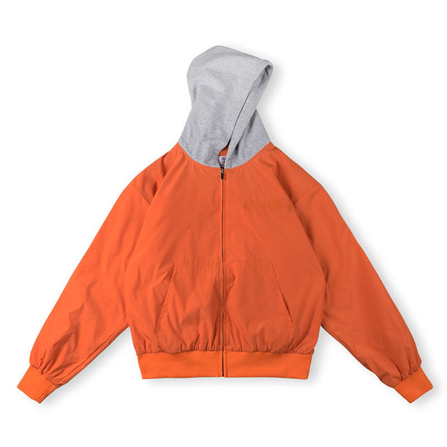 Saint Vanity Contrast Hooded Zip Jacket - Orange/Grey Hover Image