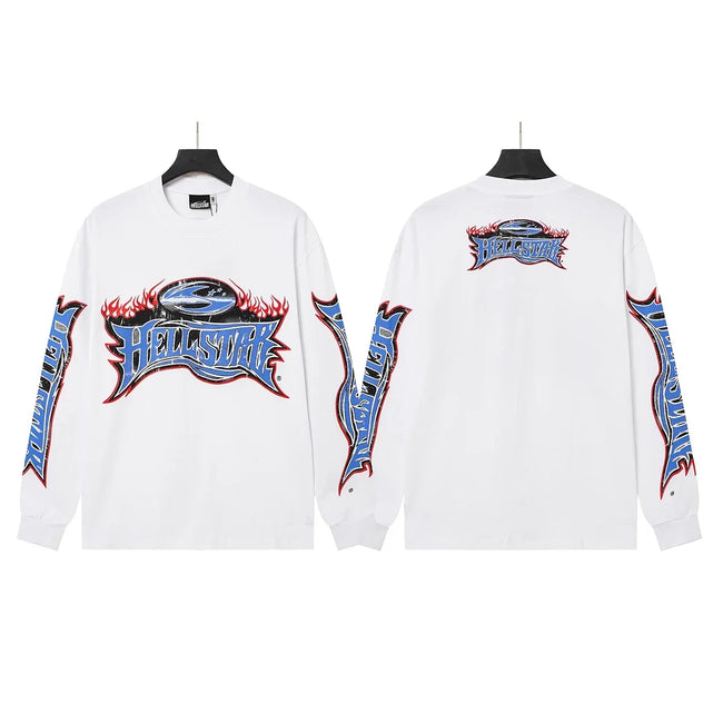Hellstar White Gothic Logo Long Sleeve Tee Hover Image