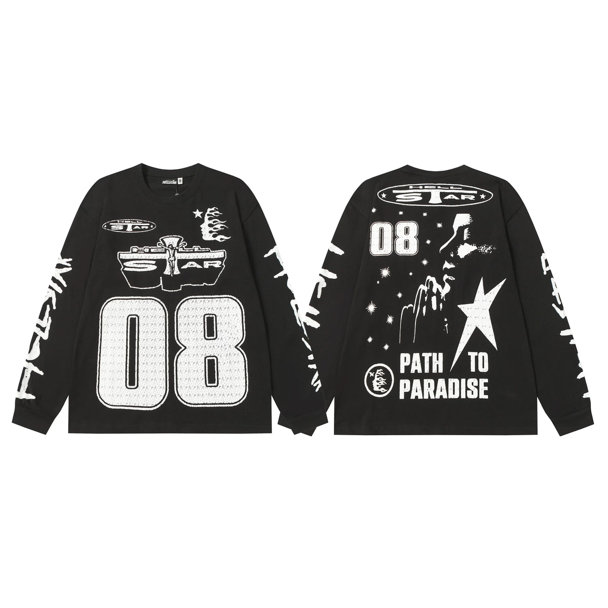 Hellstar Black Number 08 Graphic Long Sleeve Tee