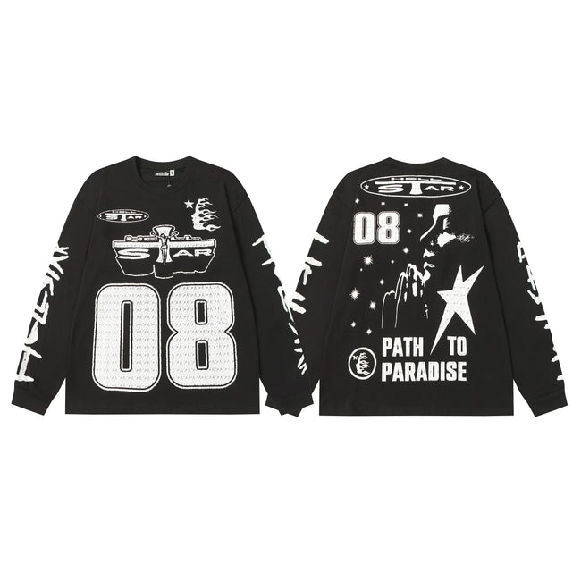 Hellstar Black Number 08 Graphic Long Sleeve Tee Hover Image