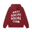 Anti Social Social Club Classic Logo Hoodie - Burgundy/White