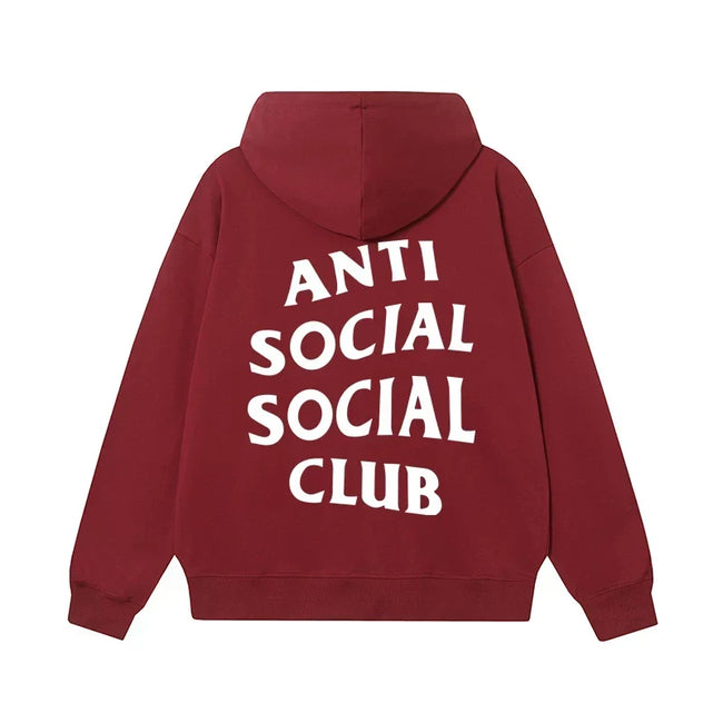 Anti Social Social Club Classic Logo Hoodie - Burgundy/White Hover Image