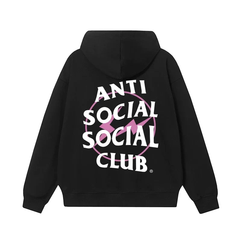 Anti Social Social Club Pink Circle Logo Hoodie - Black/White