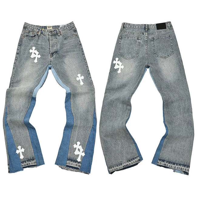 Gallery Dept. Contrast Side Panel Washed Black Denim Jeans Hover Image