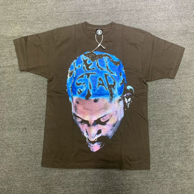 Hellstar Blue Head Portrait Brown T-shirt Hover Image