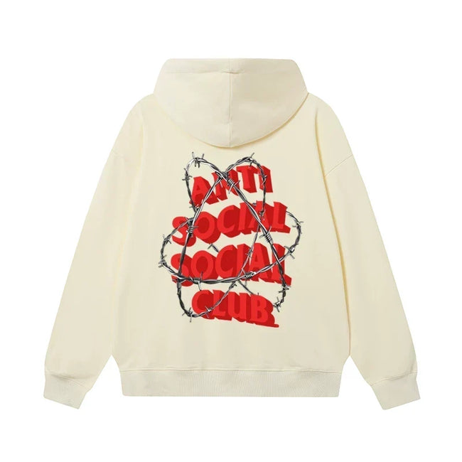 Anti Social Social Club Barbed Wire Logo Hoodie - Cream Hover Image