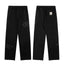 Black Minimalist Graphic Straight-Leg Sweatpants | Urban Streetwear Pants with Text Detail