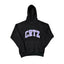 Black Collegiate Logo Hoodie – Oversized Streetwear Pullover Sweatshirt